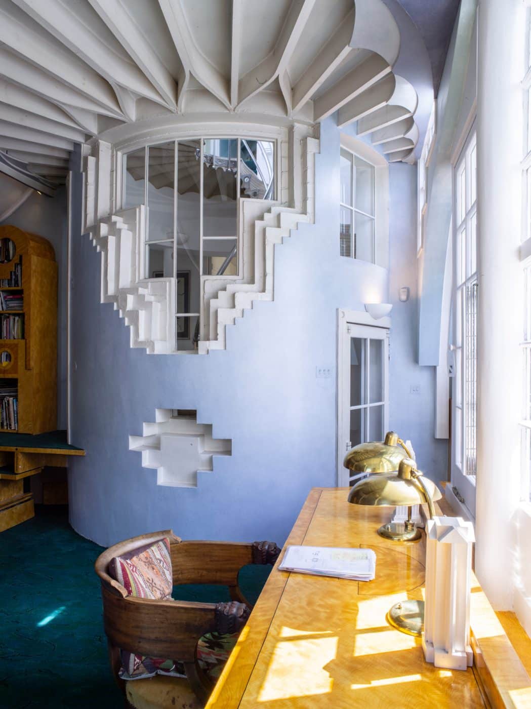 A view of the Solar Stair and the Architectural Library